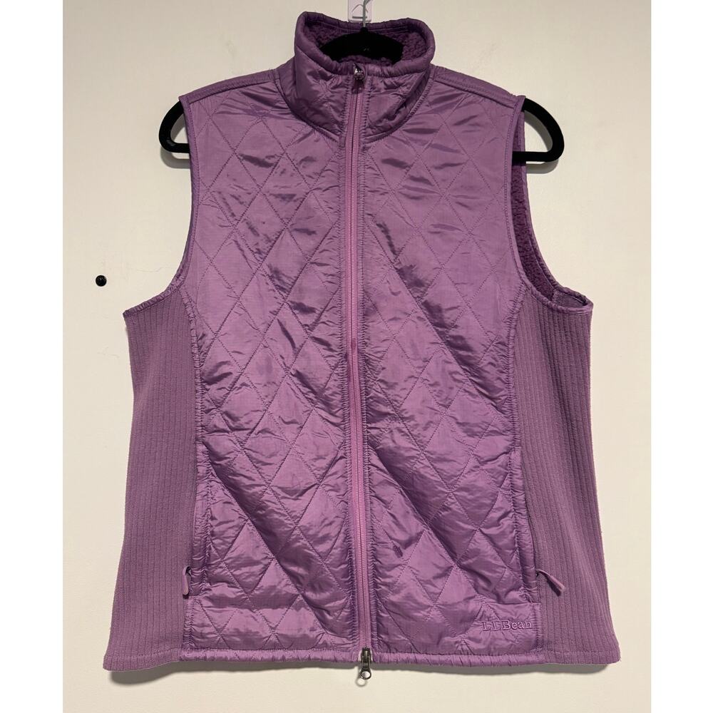 L.L.Bean Women’s Quilted Fleece Lined Vest Purple Lilac Size L Warm Outdoor
